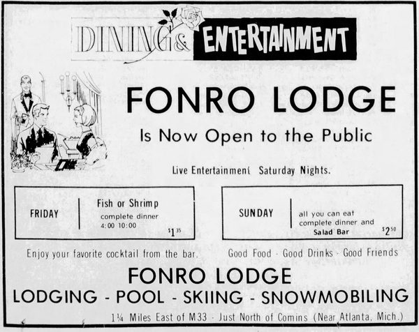 Fonro Lodge Resort Motel (Cole Creek) - 1972 Ad (newer photo)